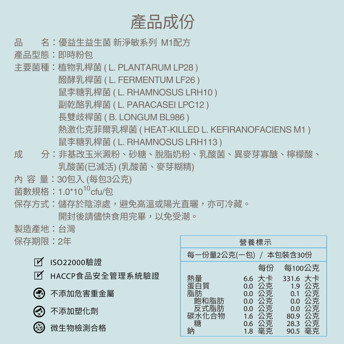 【Urbios優益生】新淨敏系列  M1配方：LP28防護專利益生菌